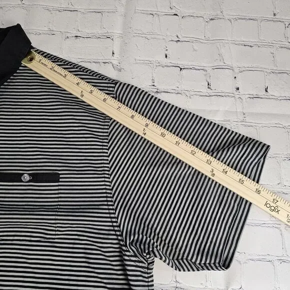 Travis Mathew Mens 2XL XXL Striped Golf Polo Shirt Black Short Sleeve Stretch - Picture 11 of 11